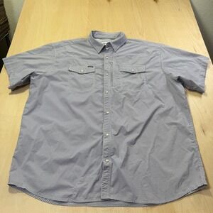 Poncho Outdoors Mens XXL Regular Fit Short Sleeve Fishing Shirt Purple Checkers